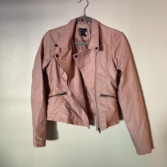 Wet Seal Women Faux Leather Blush Pink Jacket - Picture 3 of 4